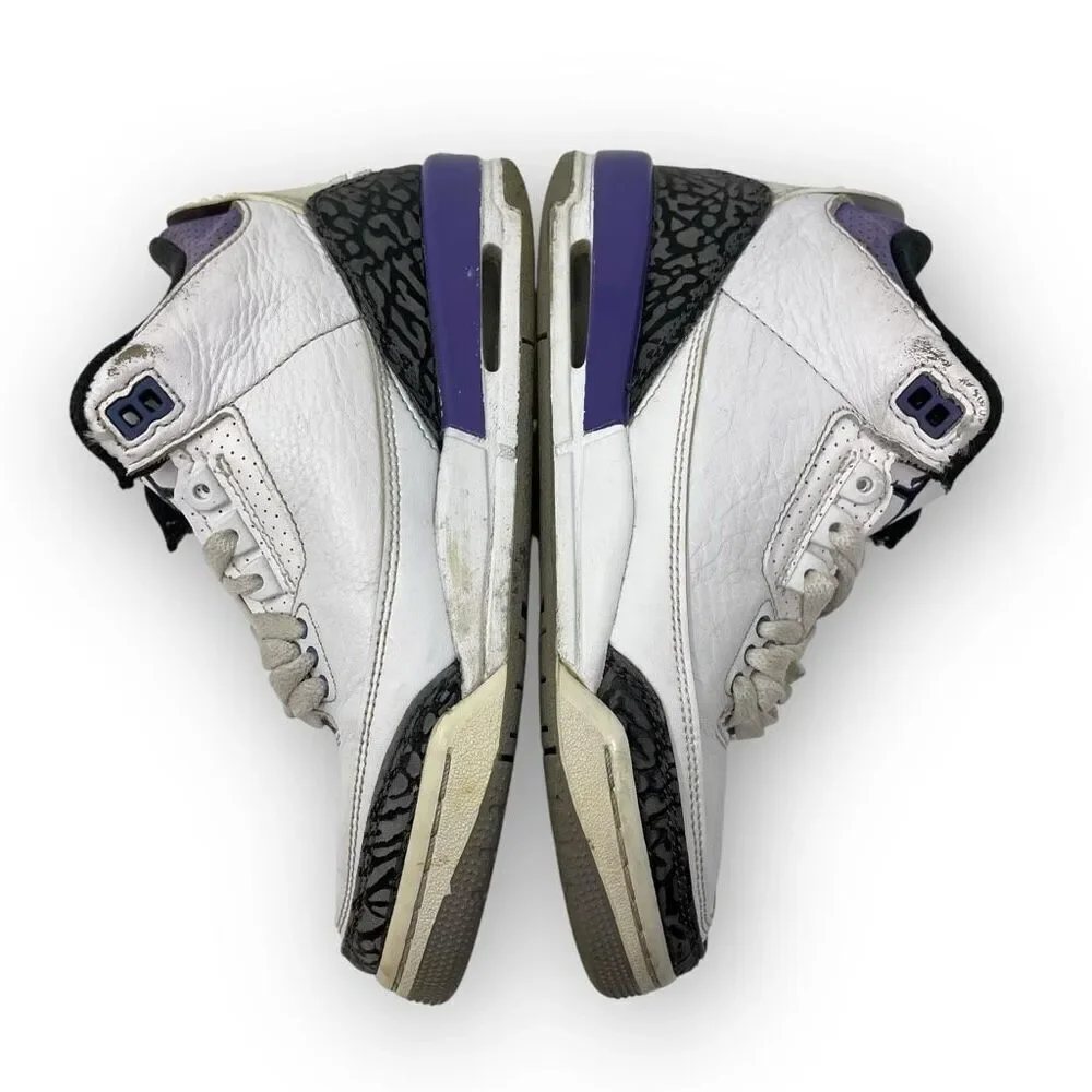 Nike Air Jordan 3 DM0967-105 White Purple Basketball Sneakers Youth Size 4.5